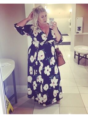 Fashion to Figure Navy Floral Wrap Maxi Dress